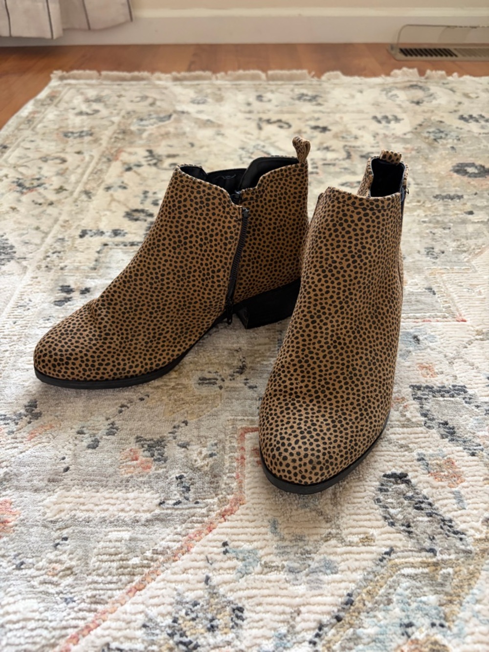 Market & Spruce Leopard-Print Ankle Booties in Tan and Black